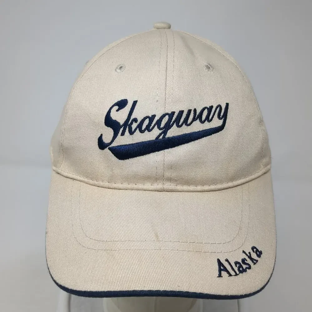 Skagway Alaska Strapback Hat Beige One Size Adjustable Embroidered - Picture 2 of 9